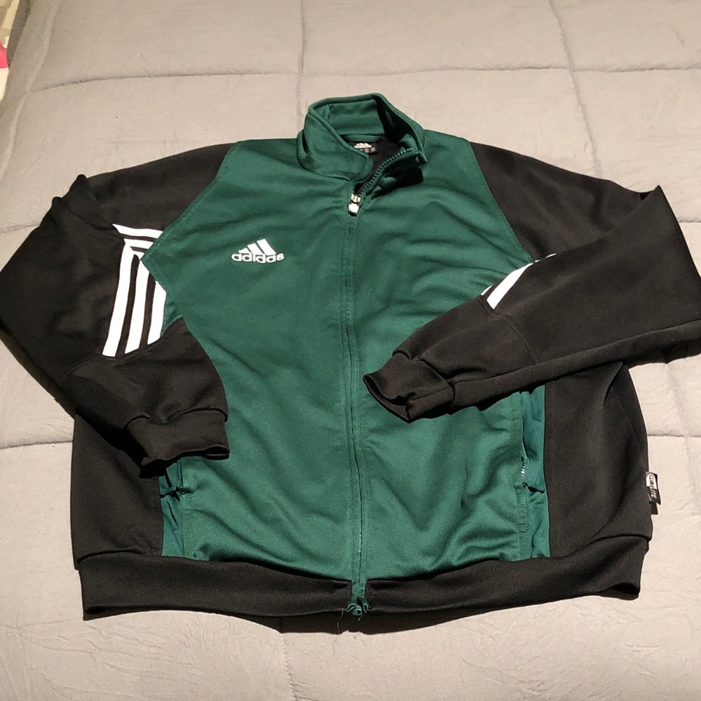 Adidas Men's Forest Green and Black Jacket